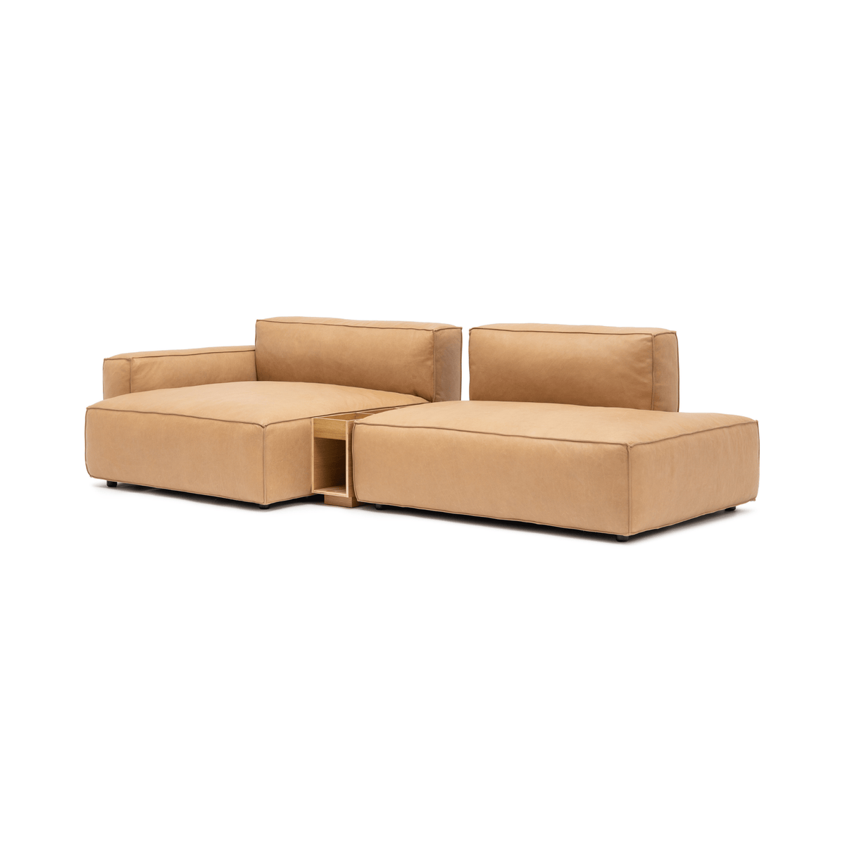 Baker Sectional With Storage - Pecan Leather - Sectional Sofas Tolv Loom Collection Dubai