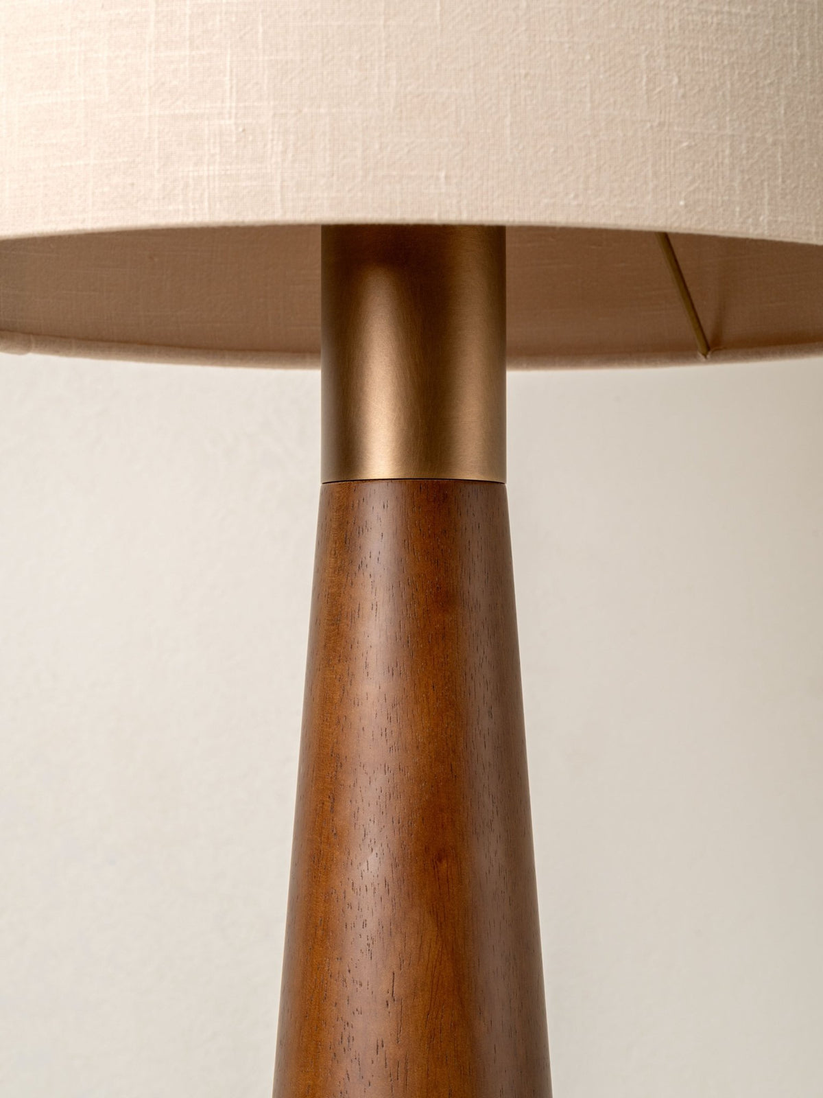 Baneza - Aged Brass And Wood Cone Floor Lamp