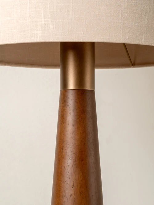 Baneza - Aged Brass And Wood Cone Floor Lamp - Loom Collection