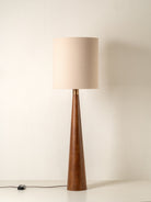 Baneza - Aged Brass And Wood Cone Floor Lamp