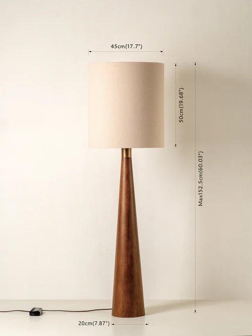 Baneza - Aged Brass And Wood Cone Floor Lamp - Loom Collection