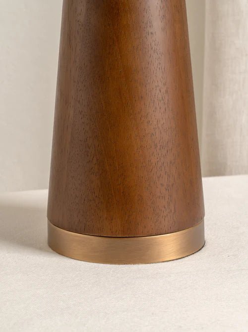 Baneza - Aged Brass And Wood Cone Table Lamp - Loom Collection