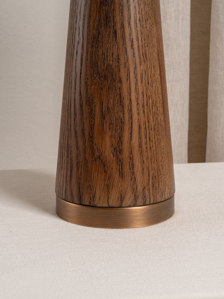 Baneza - Aged Brass And Wood Cone Table Lamp - Loom Collection