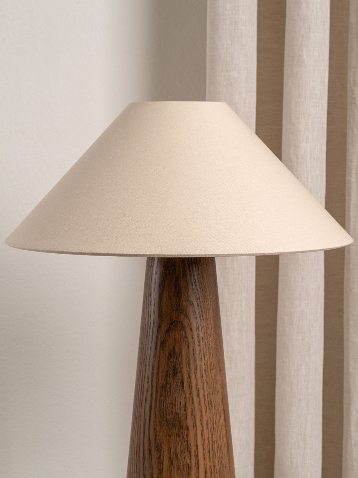 Baneza - Aged Brass And Wood Cone Table Lamp