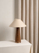 Baneza - Aged Brass And Wood Cone Table Lamp