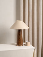 Baneza - Aged Brass And Wood Cone Table Lamp