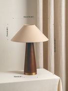 Baneza - Aged Brass And Wood Cone Table Lamp