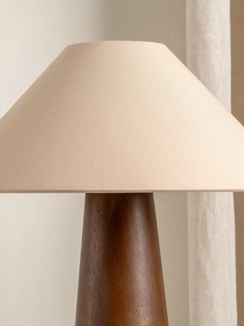 Baneza - Aged Brass And Wood Cone Table Lamp - Loom Collection