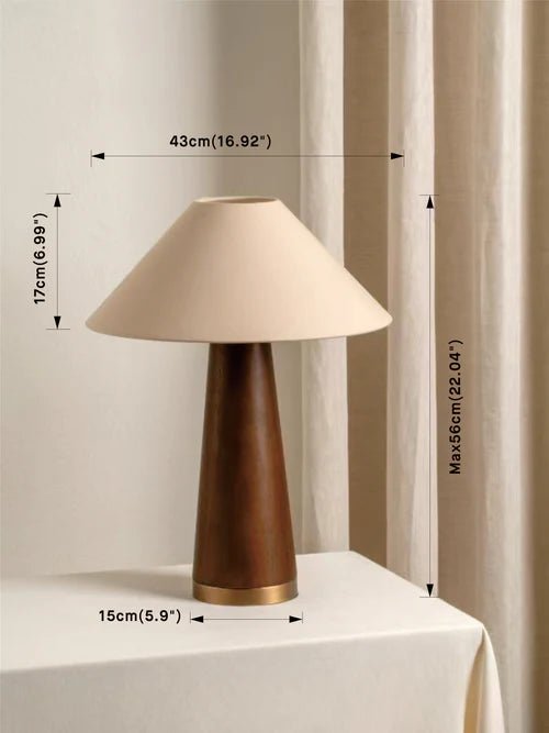 Baneza - Aged Brass And Wood Cone Table Lamp - Loom Collection