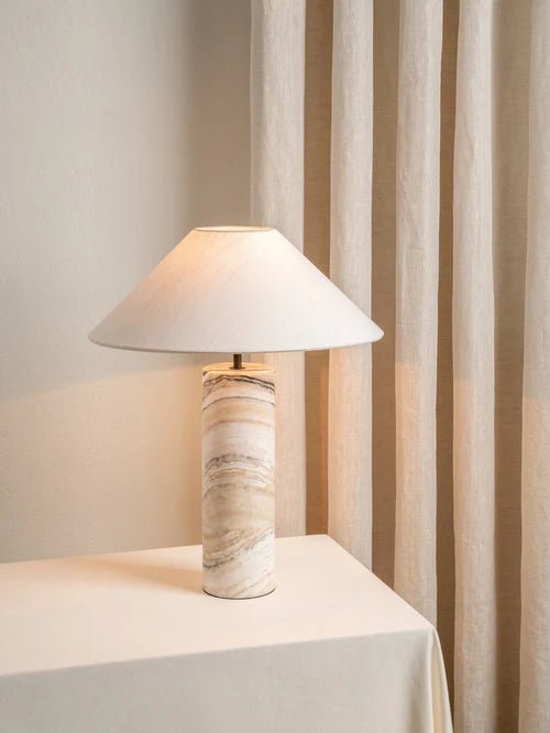 Barola - White Onyx Cylinder Table Lamp - Loom Collection