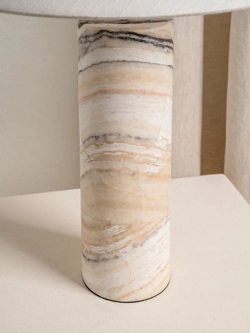 Barola - White Onyx Cylinder Table Lamp - Loom Collection