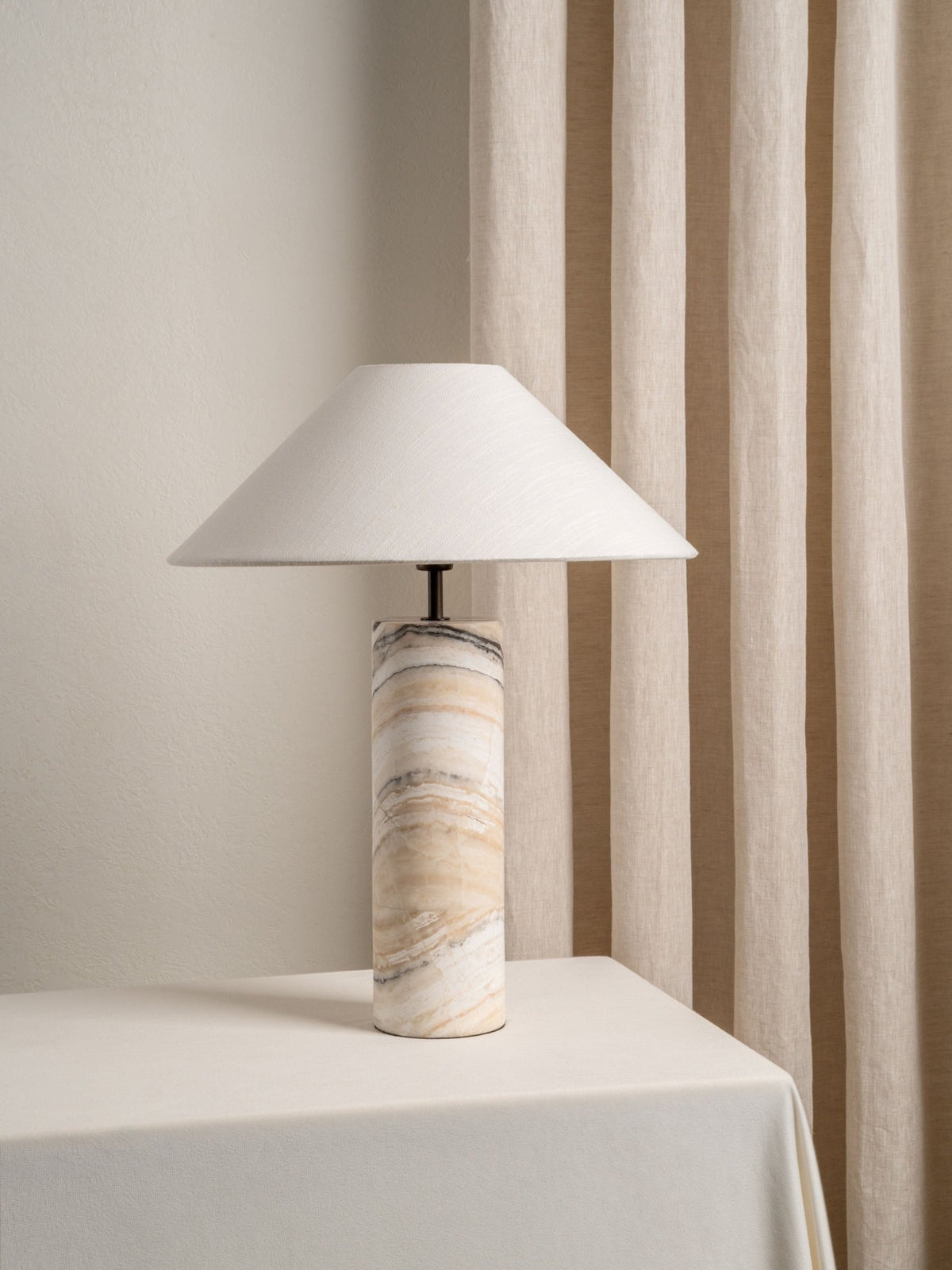 Barola - White Onyx Cylinder Table Lamp