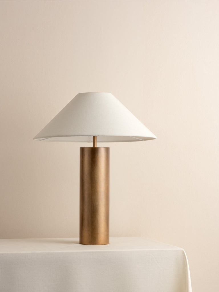 Bleeker - Aged Brass And Linen Table Lamp.