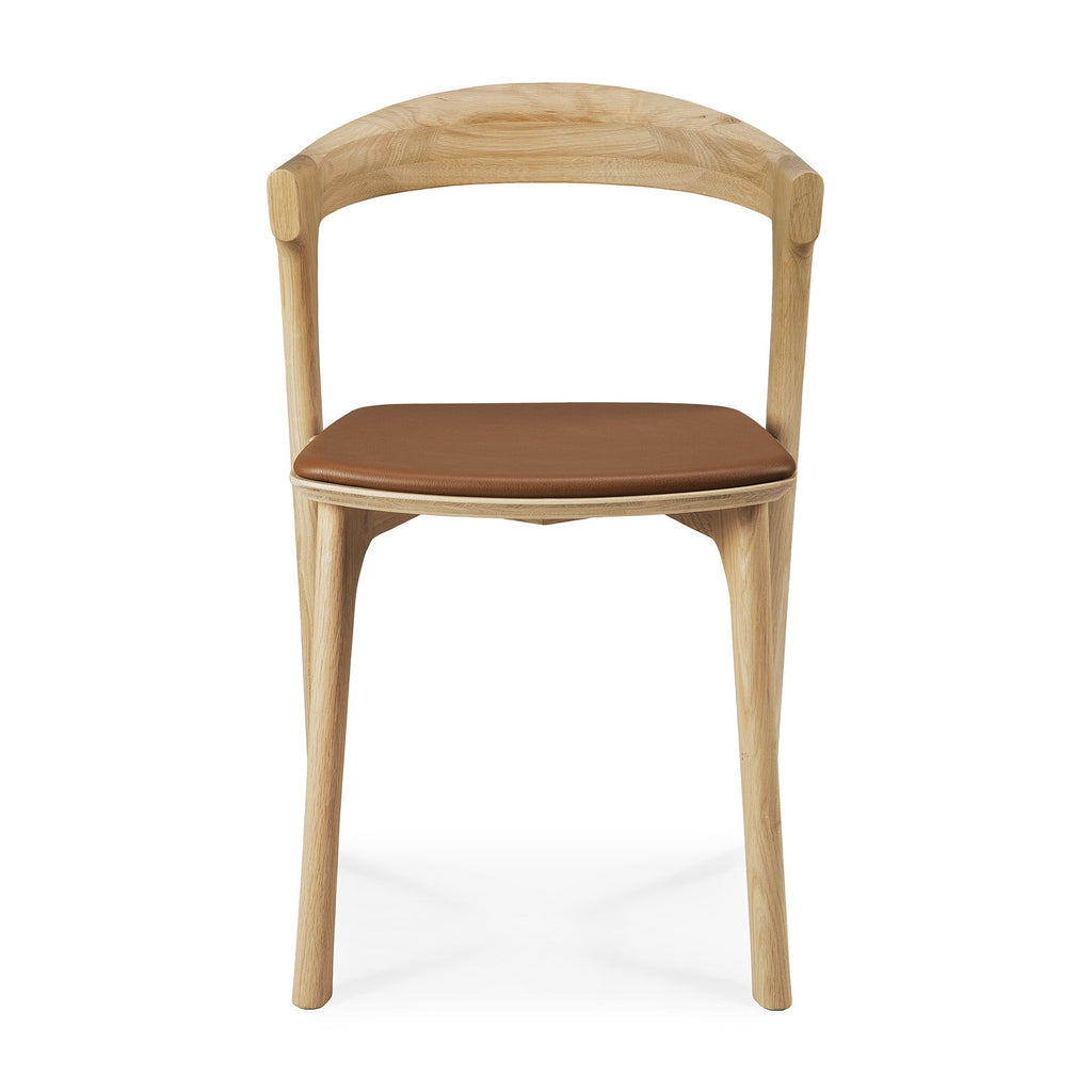 Bok Dining Chair - Varnished Oak - Cognac Leather - Loom Collection