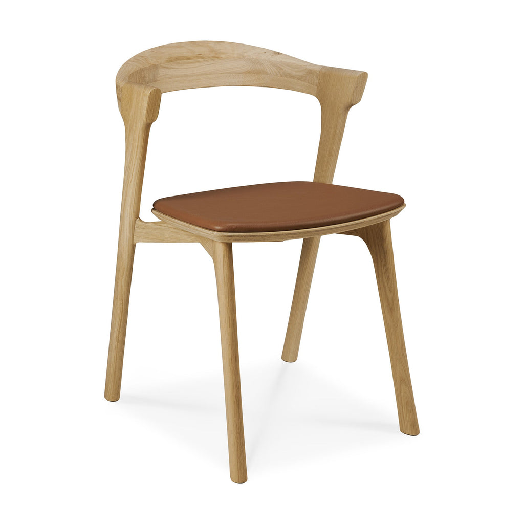 Bok Dining Chair - Varnished Oak - Cognac Leather - Loom Collection