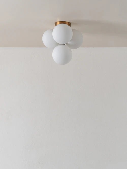 Boule - 4 Light Brass And Opal Flush Pendant Light - Loom Collection