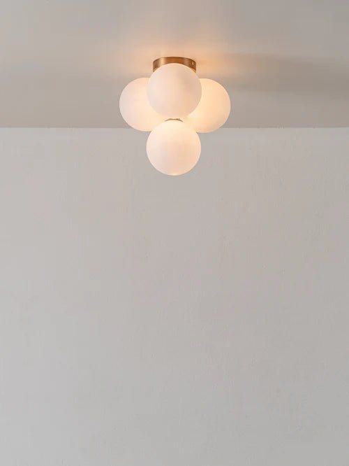 Boule - 4 Light Brass And Opal Flush Pendant Light - Loom Collection