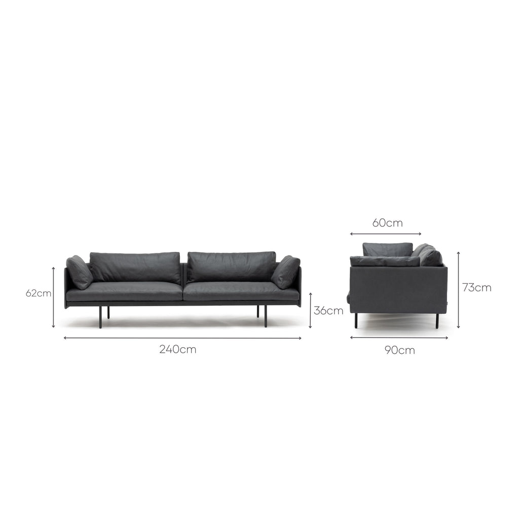 Bureau 240 Sofa - Charcoal Leather - Loom Collection