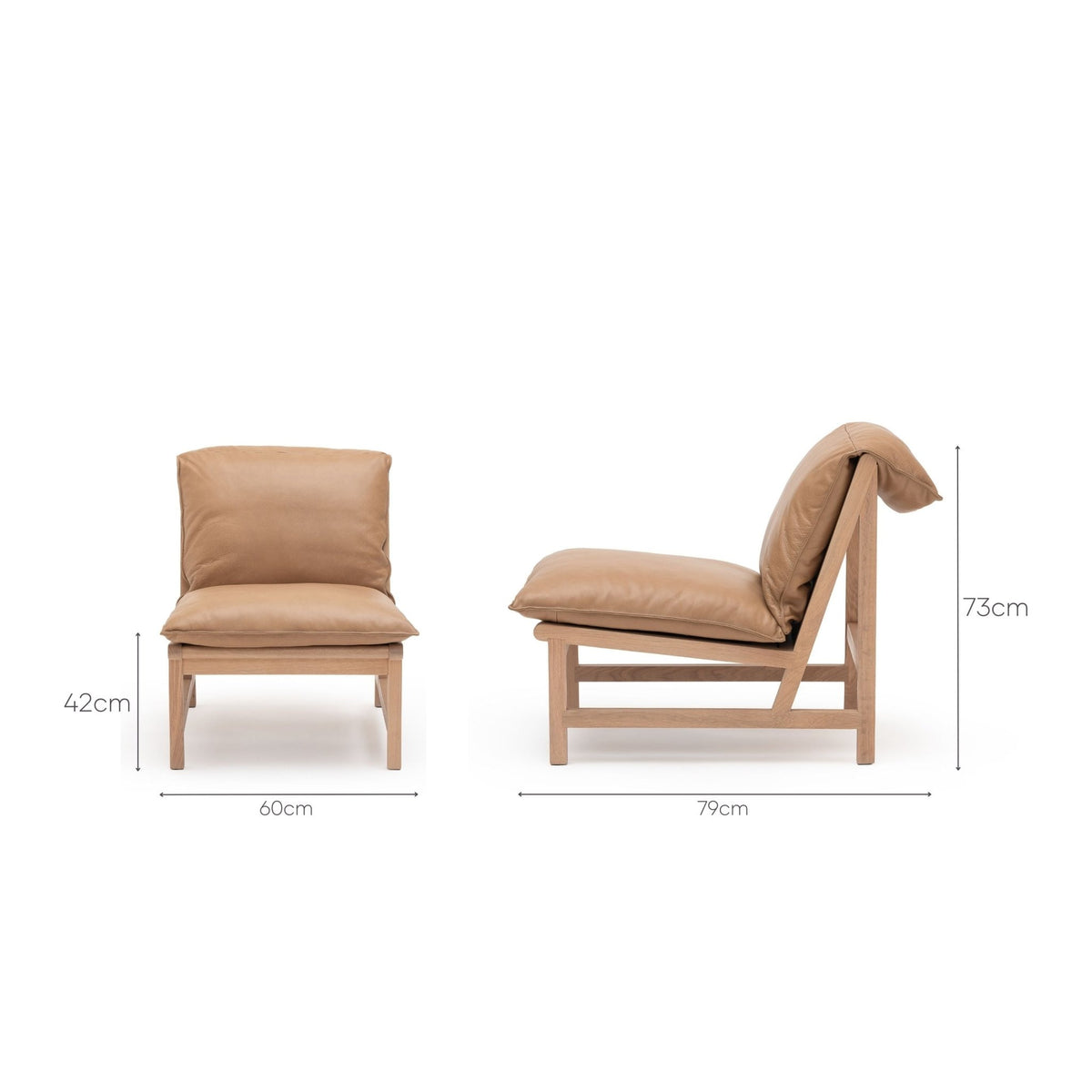 Cantaloupe Chair - Blonde Oak & Pecan Leather - Tolv Loom Collection Dubai