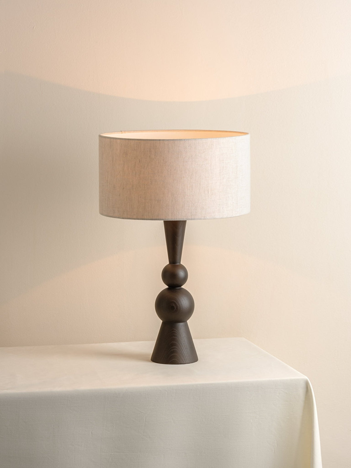 Carmine - Dark Wood And Linen Table Lamp