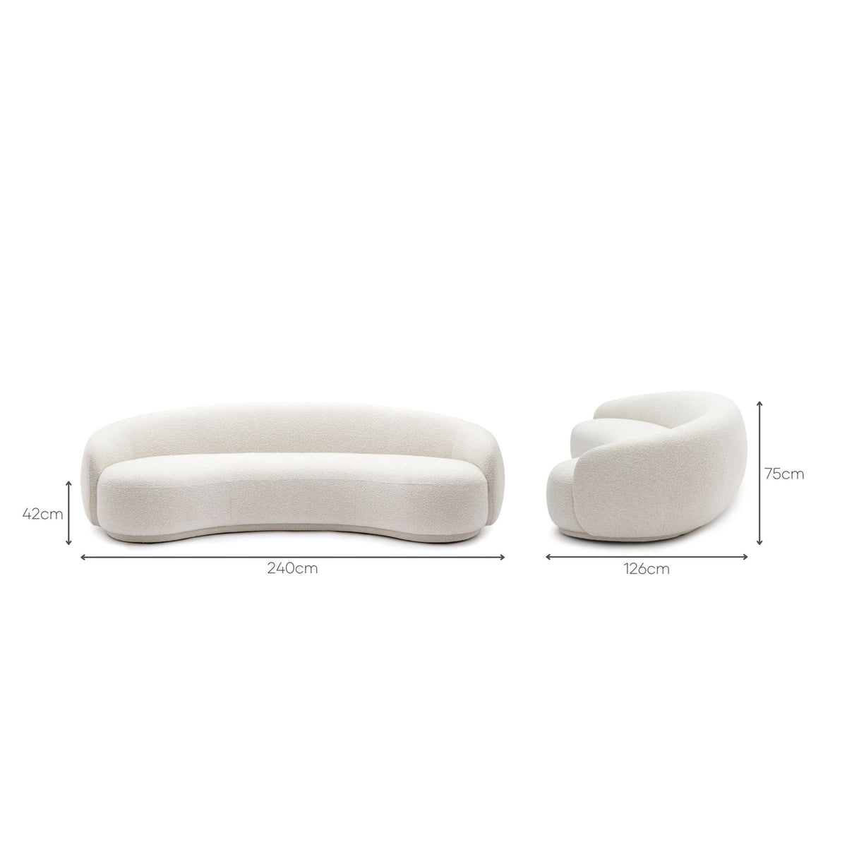 Cashew Sofa - Ivory Boucle - Curved Sofas Loom Collection Loom Collection Dubai
