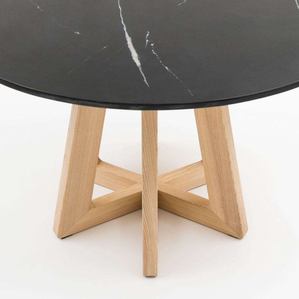 Chantilly Dining Table - Light Ash & Nero Marquina Marble - Round Dining Tables Loom Collection Loom Collection Dubai