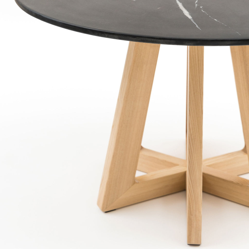 Chantilly Dining Table - Light Ash & Nero Marquina Marble - Round Dining Tables Loom Collection Loom Collection Dubai