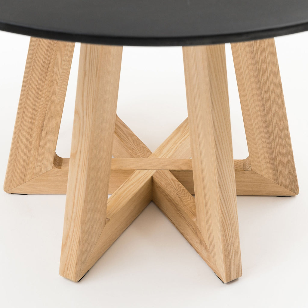 Chantilly Dining Table - Light Ash & Nero Marquina Marble - Round Dining Tables Loom Collection Loom Collection Dubai