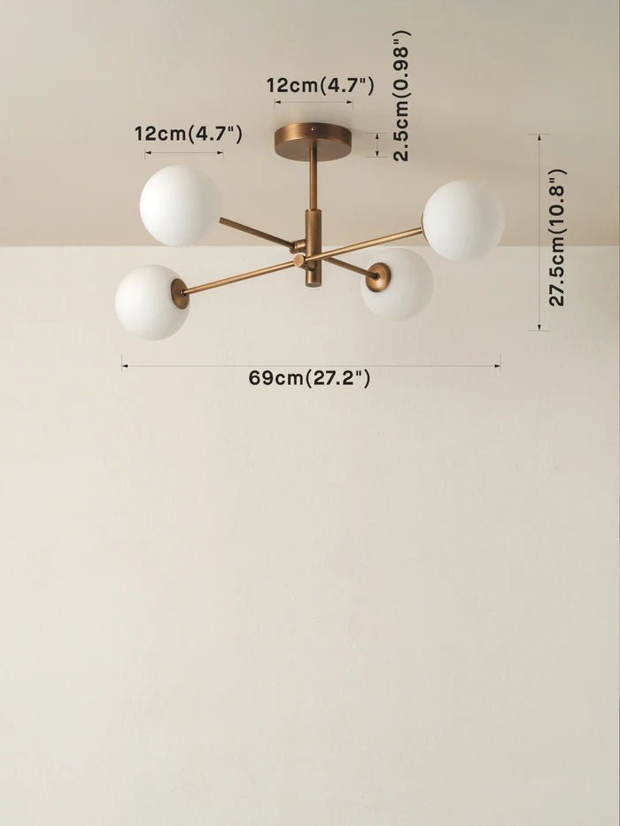 Chelso - 4 Light Aged Brass And Opal Flush - Ceiling Lights Lights&Lamps Loom Collection Dubai