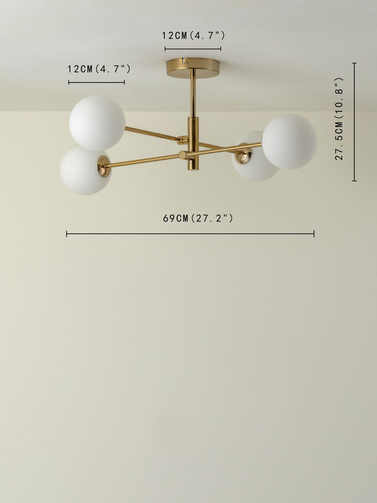 Chelso - 4 Light Brass And Opal Flush - Loom Collection