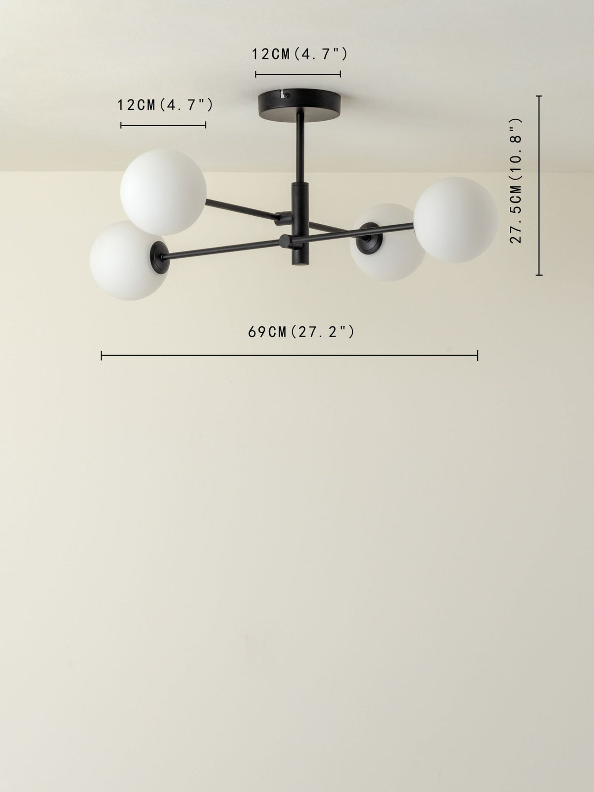 Chelso - 4 Light Matt Black And Opal Flush