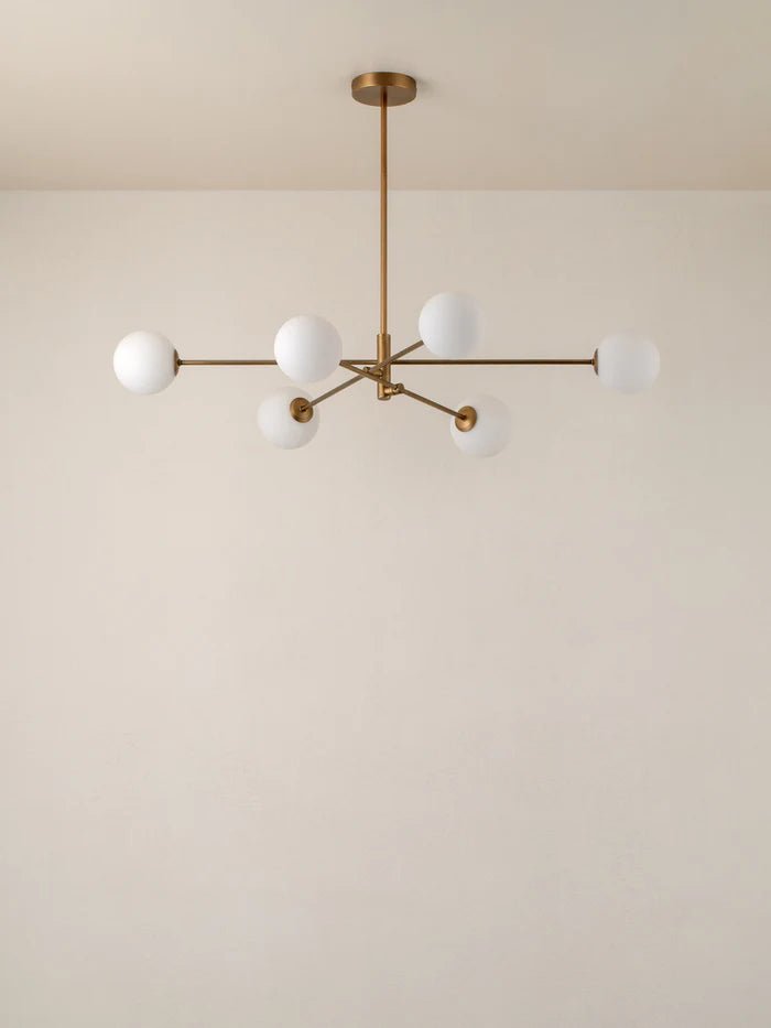 Chelso - 6 Light Aged Brass And Opal Pendant - Ceiling Lights Lights&Lamps Loom Collection Dubai