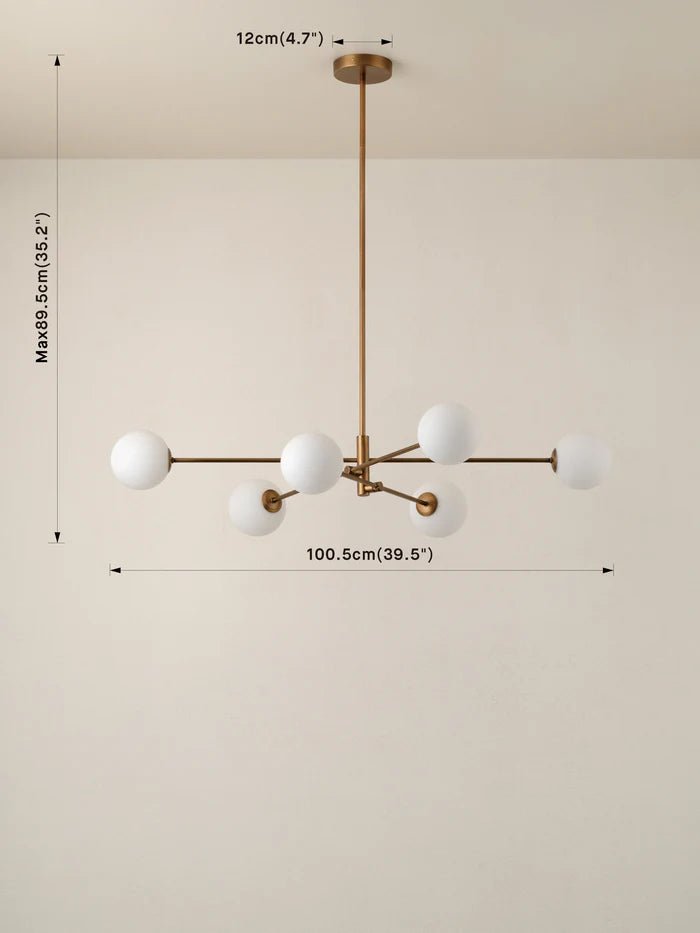 Chelso - 6 Light Aged Brass And Opal Pendant - Ceiling Lights Lights&Lamps Loom Collection Dubai