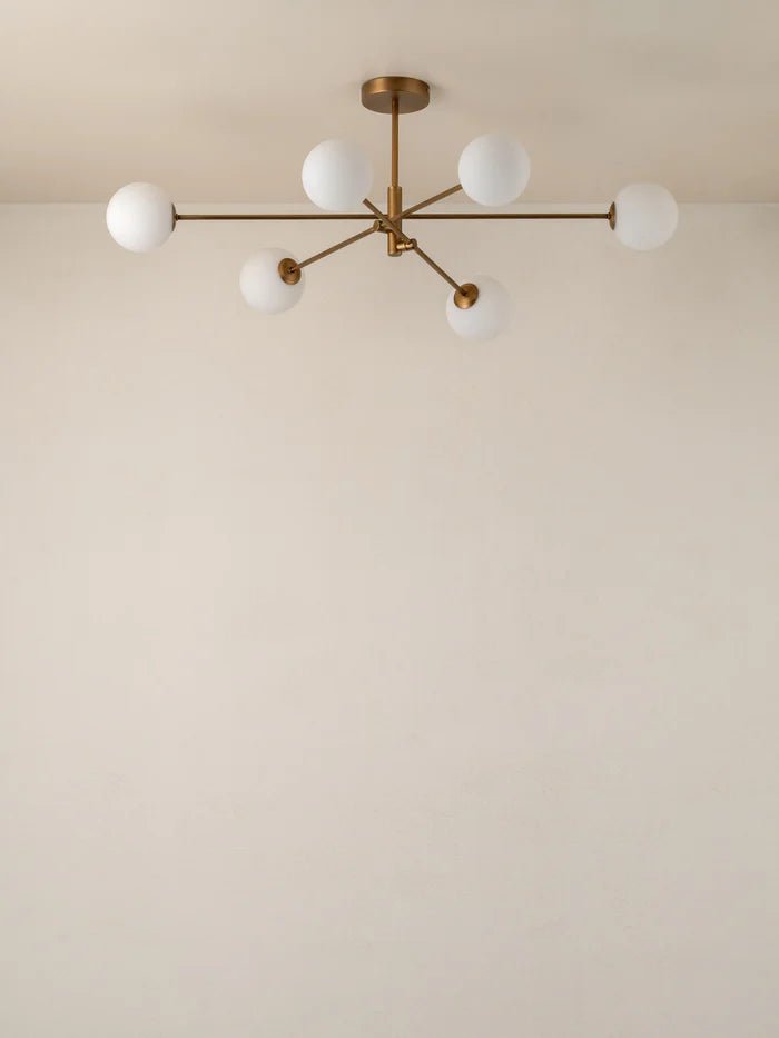 Chelso - 6 Light Aged Brass And Opal Pendant - Ceiling Lights Lights&Lamps Loom Collection Dubai