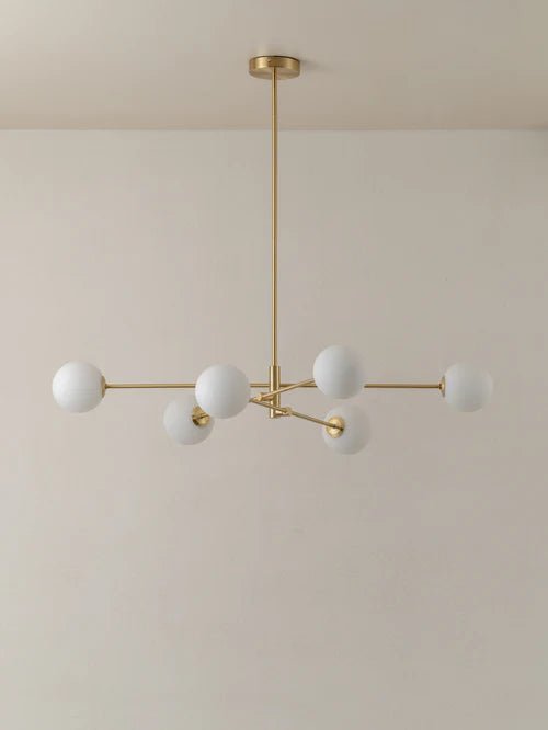 Chelso - 6 Light Brass And Opal Pendant - Loom Collection