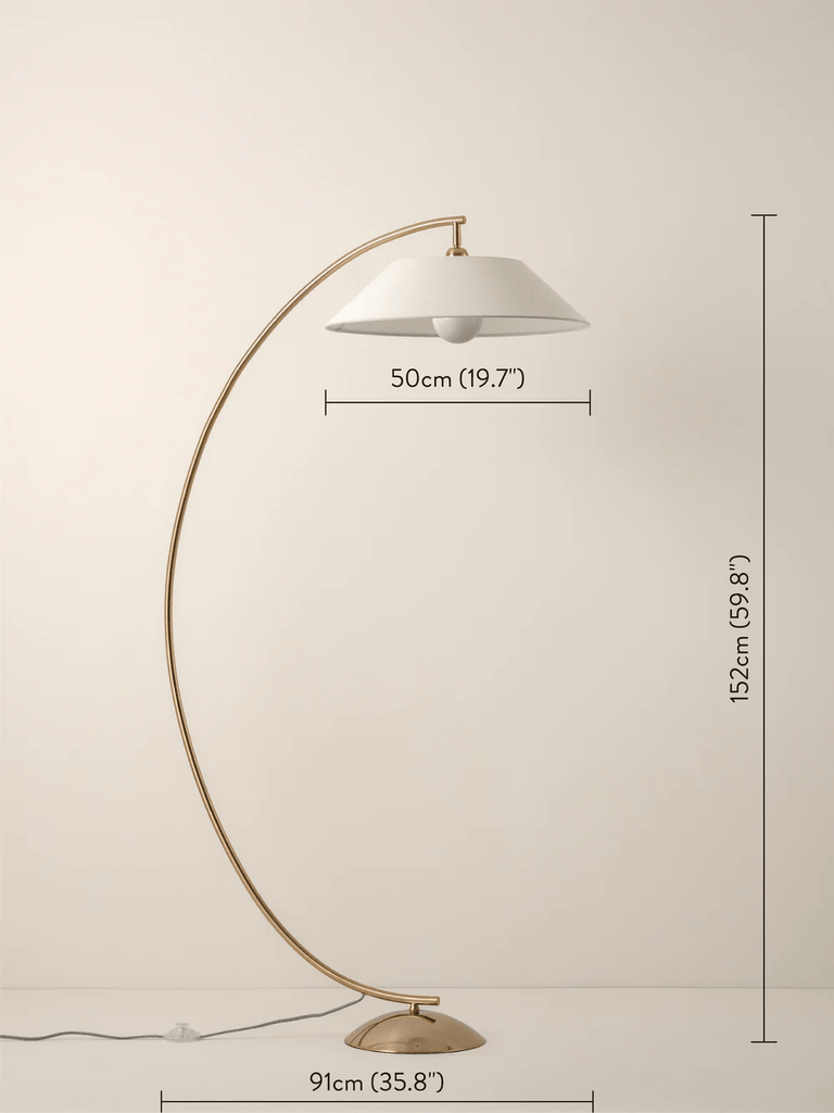 Circo - 1 Light Arc Brass And Natural Linen Floor Lamp.