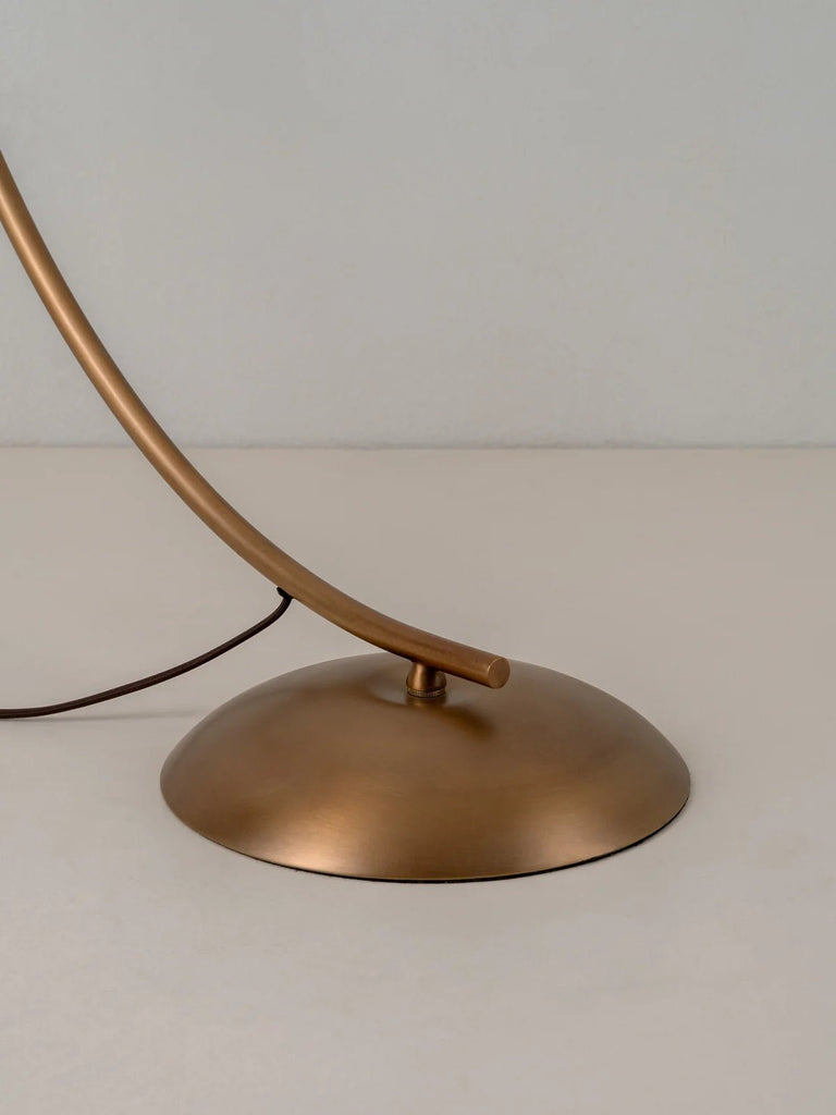 Circo - Arc Aged Brass And Natural Linen Floor Lamp - Floor Lamps Lights&Lamps Loom Collection Dubai
