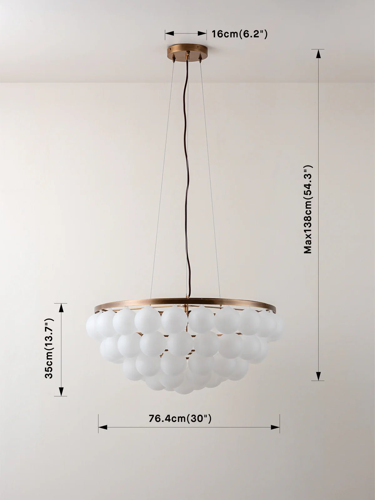 Cloudia - 5 Light Large White Frosted Brass Chandelier - Ceiling lamps