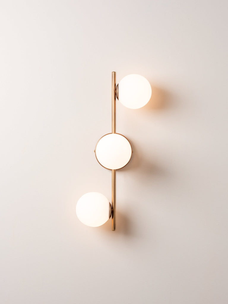 Coro - 3 Light Aged Brass And Opal Ceiling Or Wall.