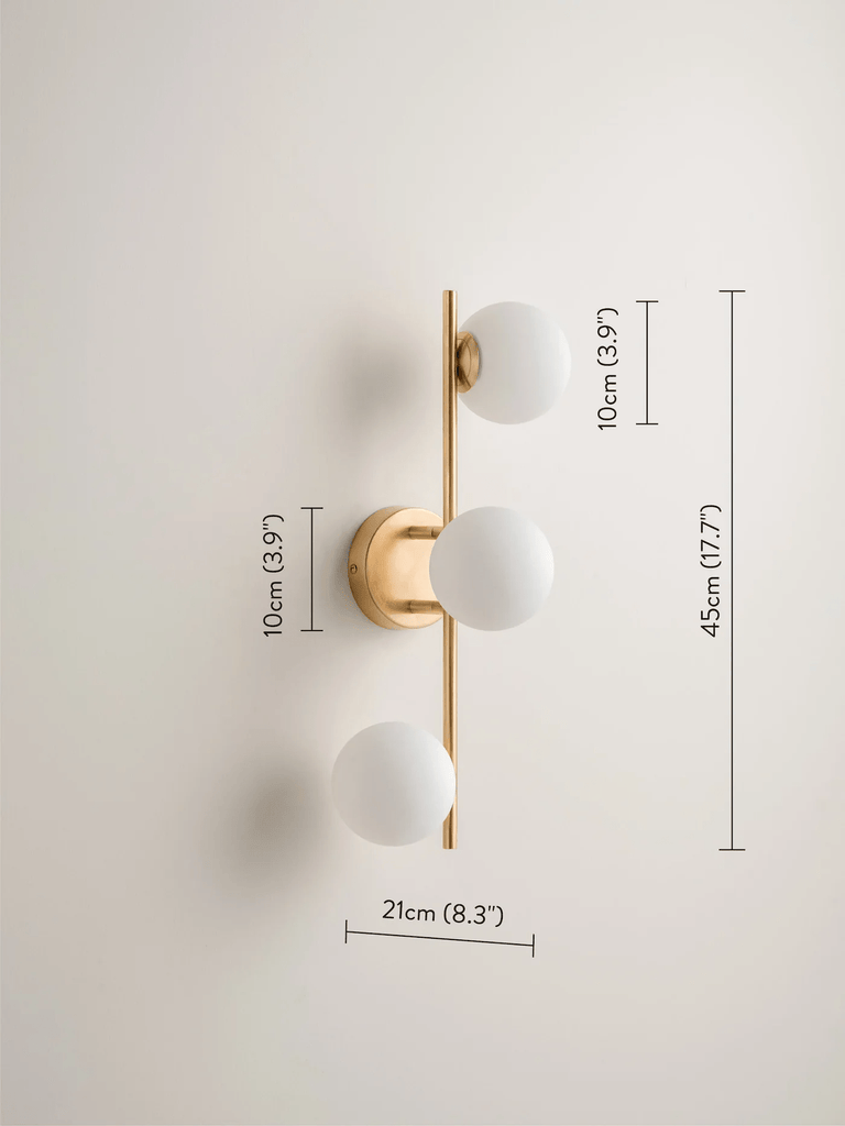 Coro - 3 Light Aged Brass And Opal Ceiling Or Wall.