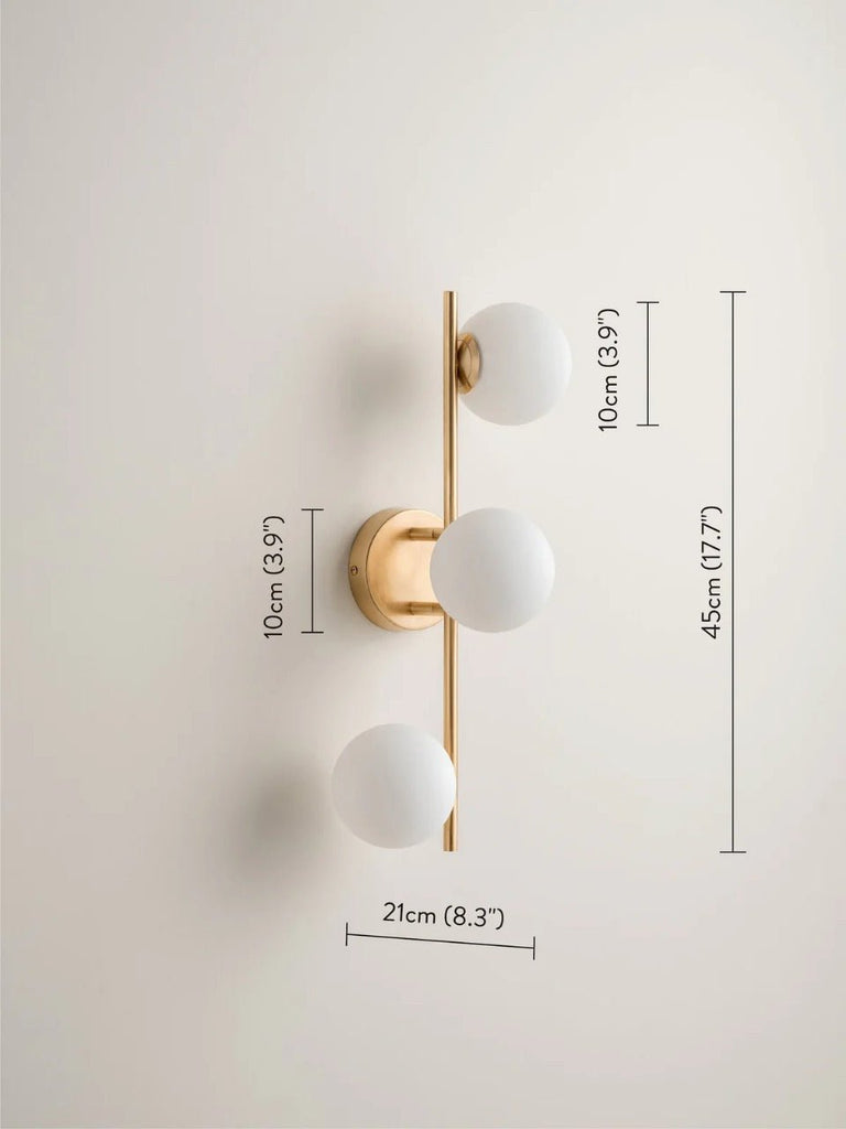 Coro - 3 Light Brushed Brass And Opal Ceiling Or Wall.