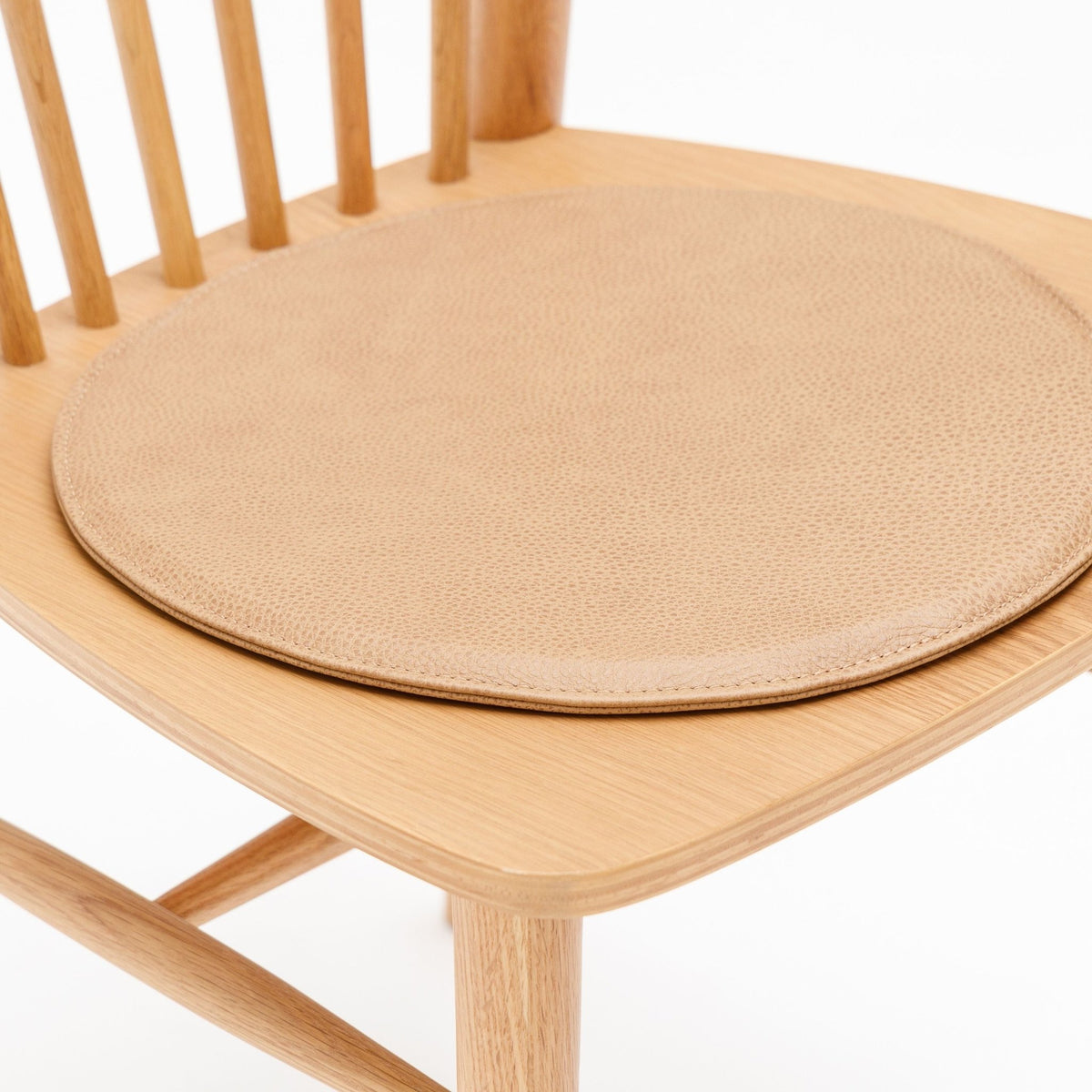 Crepe Round Seat - Pecan Leather - Dining Chairs Tolv Loom Collection Dubai