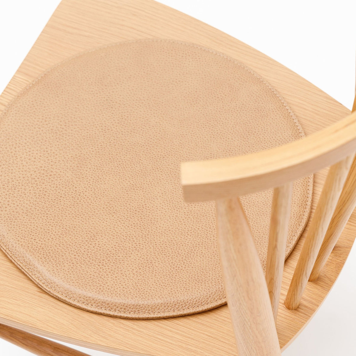 Crepe Round Seat - Pecan Leather - Dining Chairs Tolv Loom Collection Dubai
