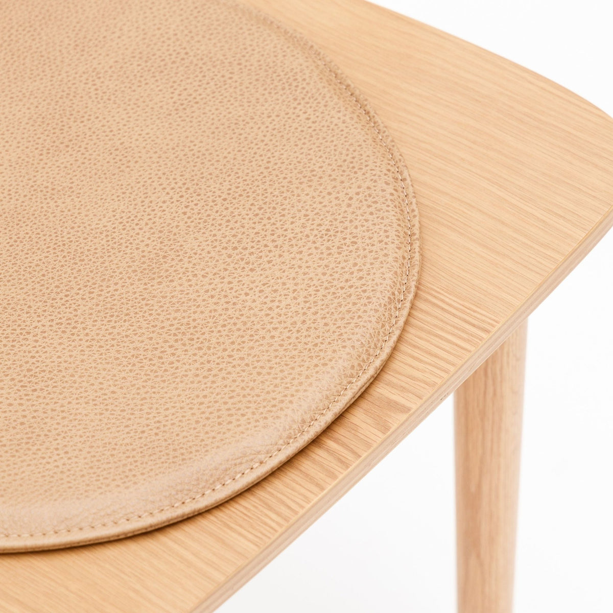Crepe Round Seat - Pecan Leather - Dining Chairs Tolv Loom Collection Dubai
