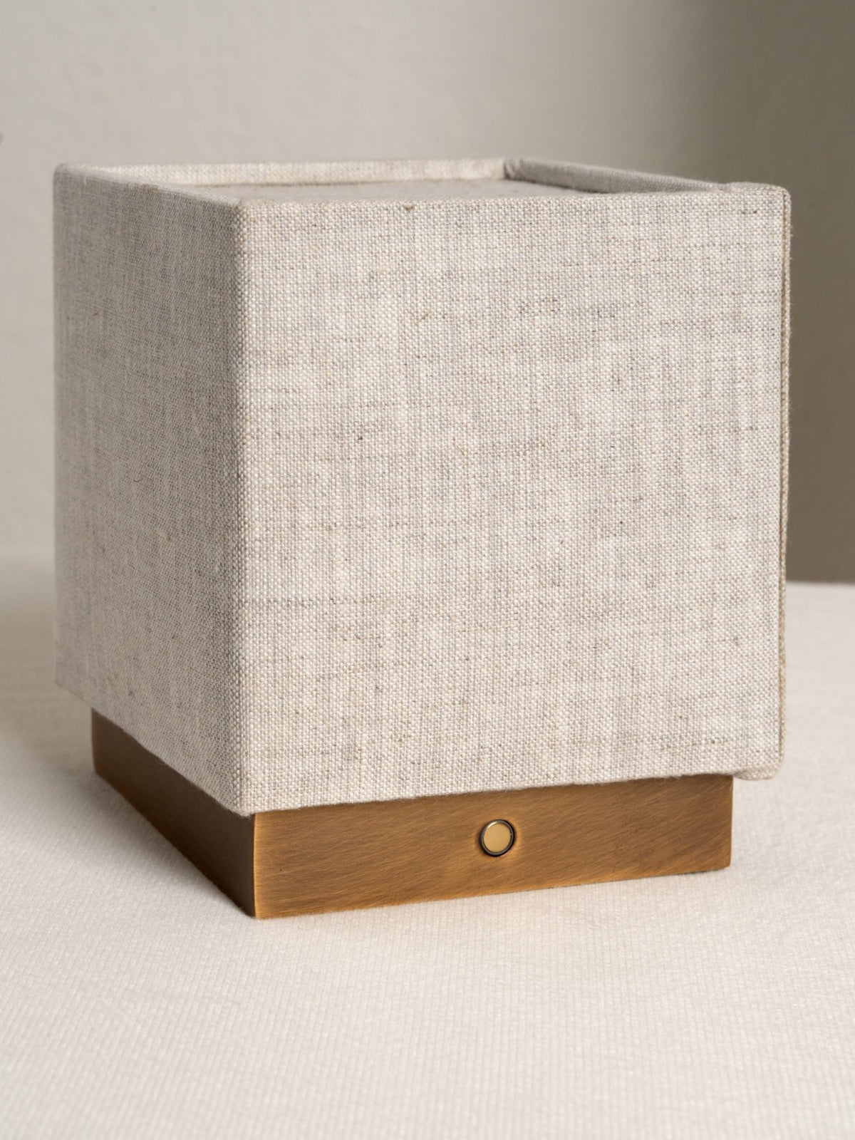 Cube - Aged Brass And Linen Rechargeable Table Lamp