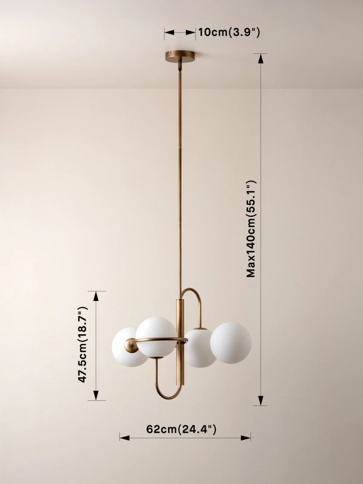 Decora - 4 Light Aged Brass & Opal Pendant