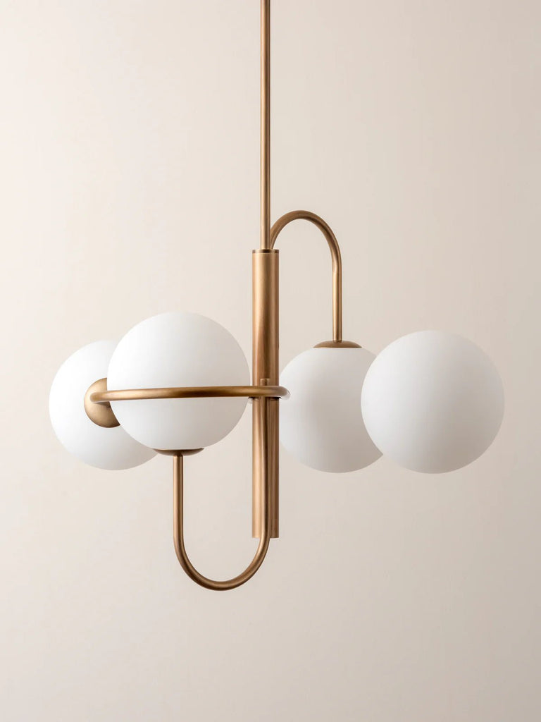 Decora - 4 Light Aged Brass & Opal Pendant