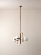 Decora - 4 Light Aged Brass & Opal Pendant