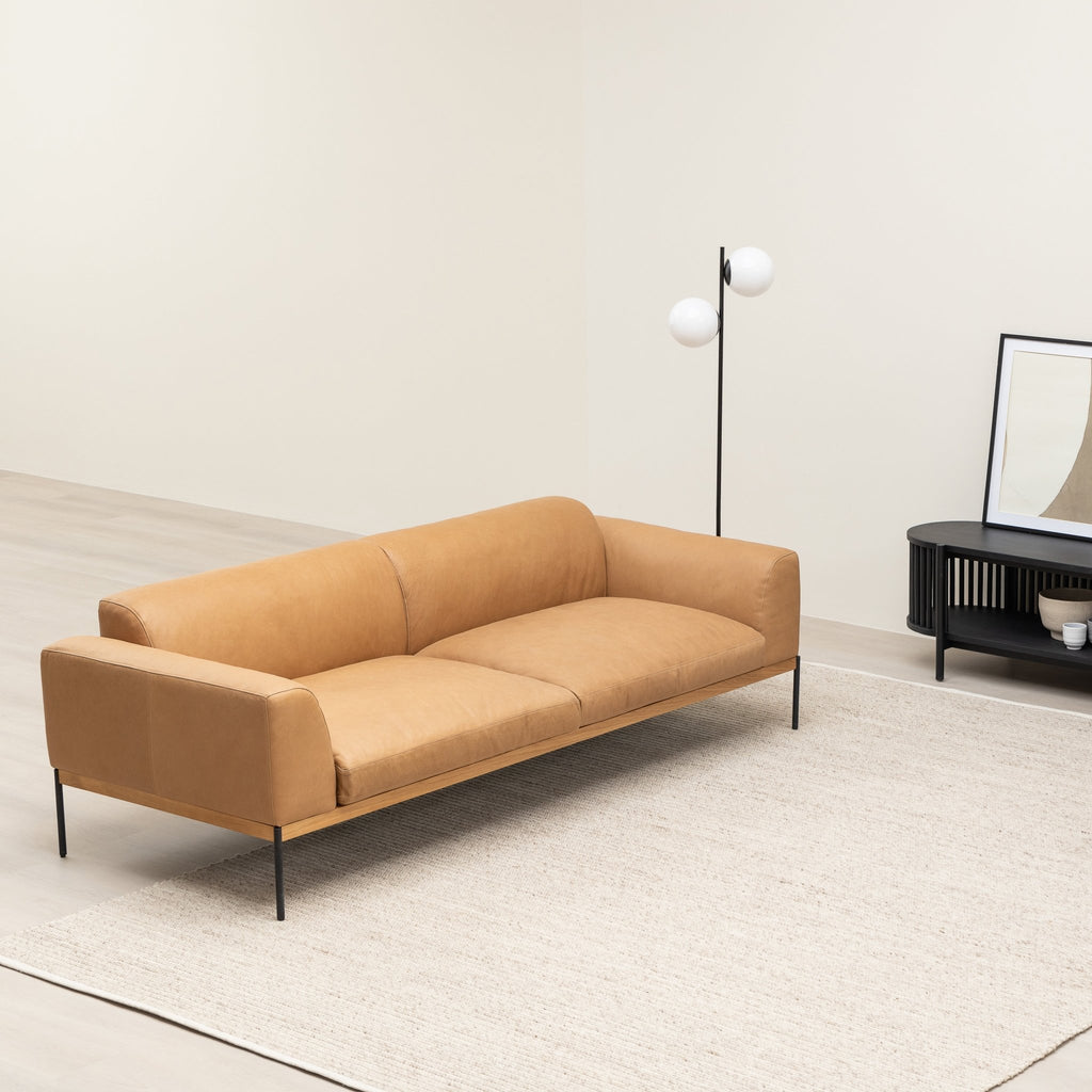 Department 235 Sofa - Light Oak & Pecan Leather - Loom Collection