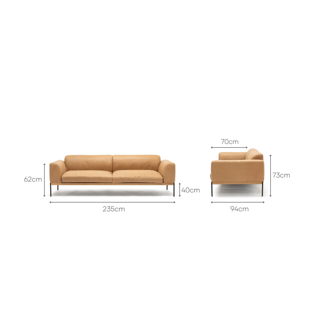 Department 235 Sofa - Light Oak & Pecan Leather - Loom Collection